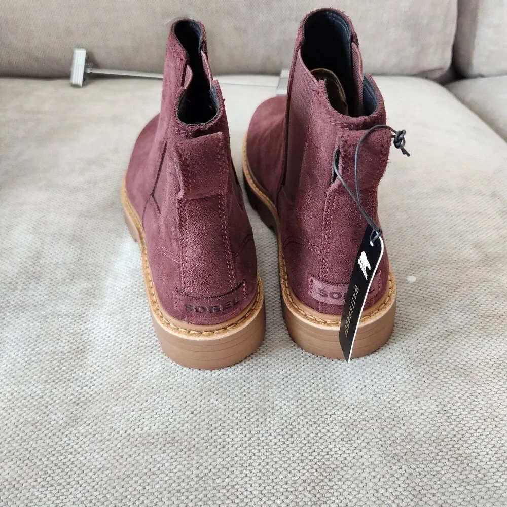 Sorel Women's Burgundy Size 8 Revel RD Chelsea Waterproof Boots NWOB